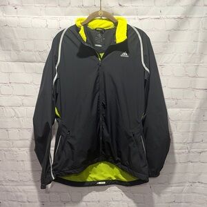 Adidas Woman’s Black and Neon Yellow Wind Stopper Clima365 Performance Jacket L